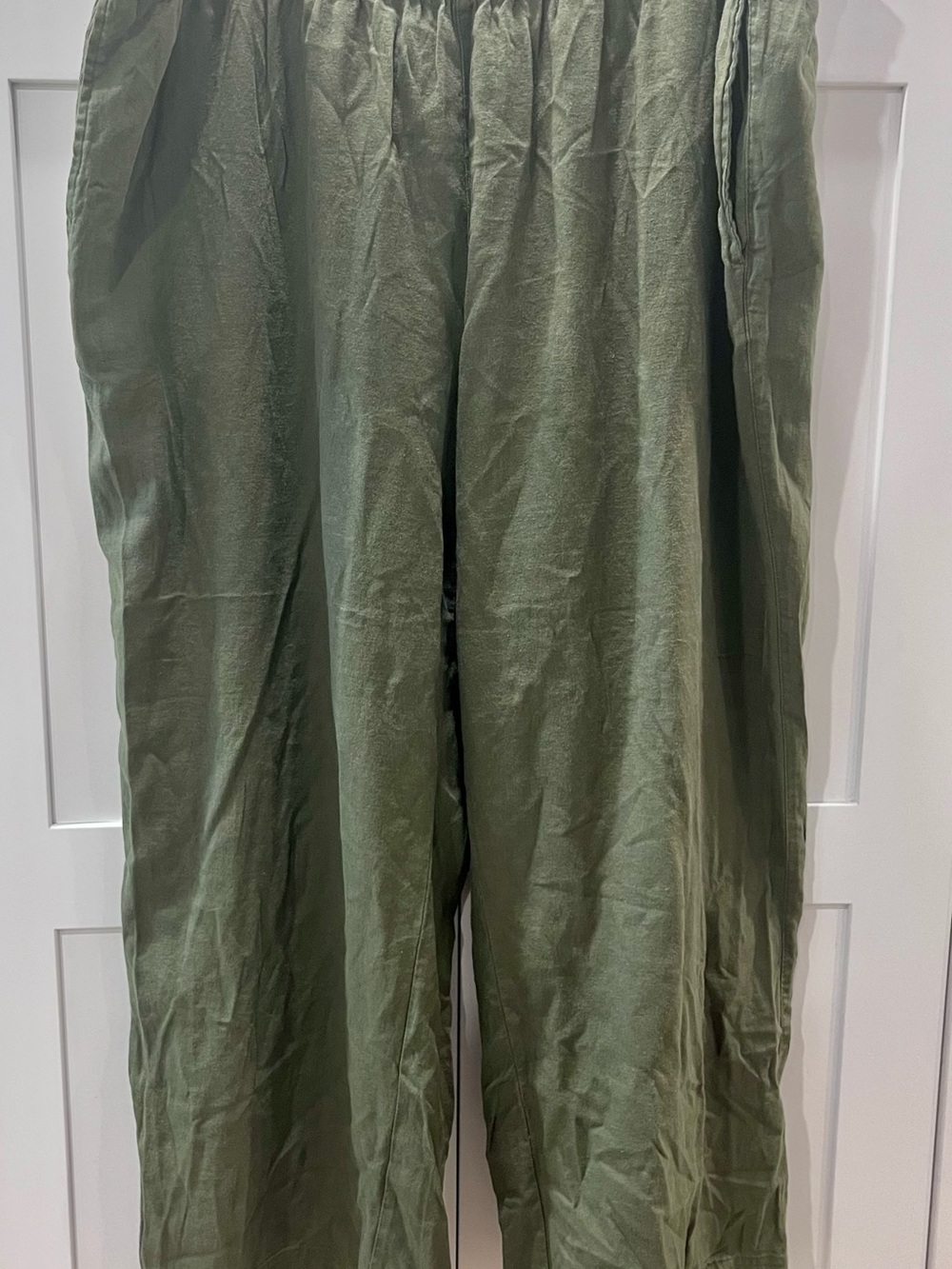 2X Plus Size Women’s Olive Green Wide Leg Pants
